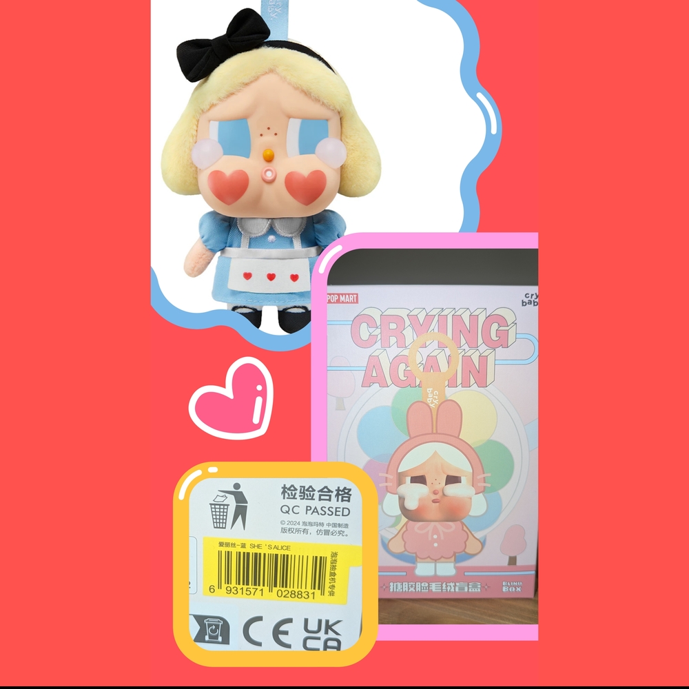 SEALED She's Alice - CRYBABY Crying Again Series-Vinyl Face Plush Blind Box